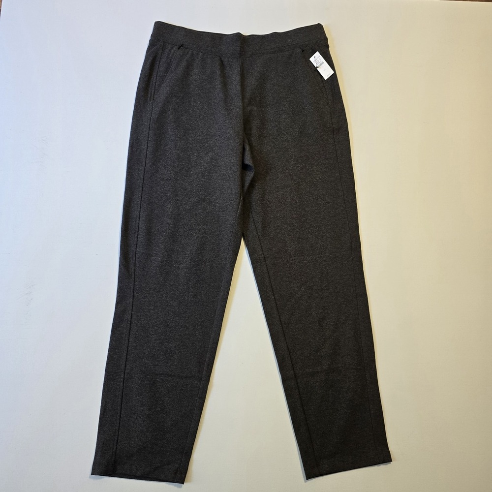 Talbots Womens Pants Size L Gray Charcoal Straight Leg Pull-On Casual Work NWT